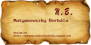 Matyasovszky Borbála névjegykártya